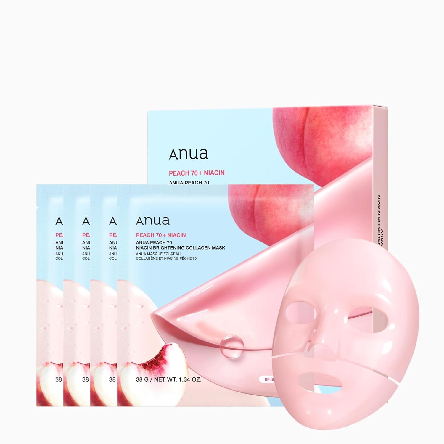 Anua Peach 70+ Niacin Brightening Collagen Mask (38g x 4 Packs)