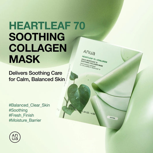 Anua Heartleaf 70+ Hyaluron Soothing Collagen Mask (38g x 4 Packs)