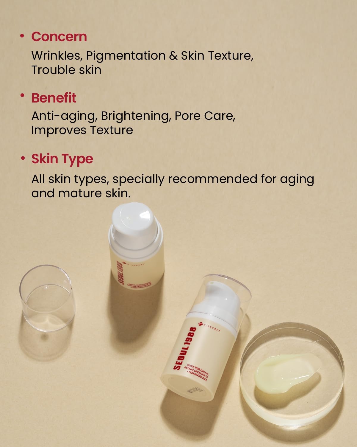 KSECRET SEOUL 1988 Cream : Retinal Liposome 1% + Fermented Rice, 50ml