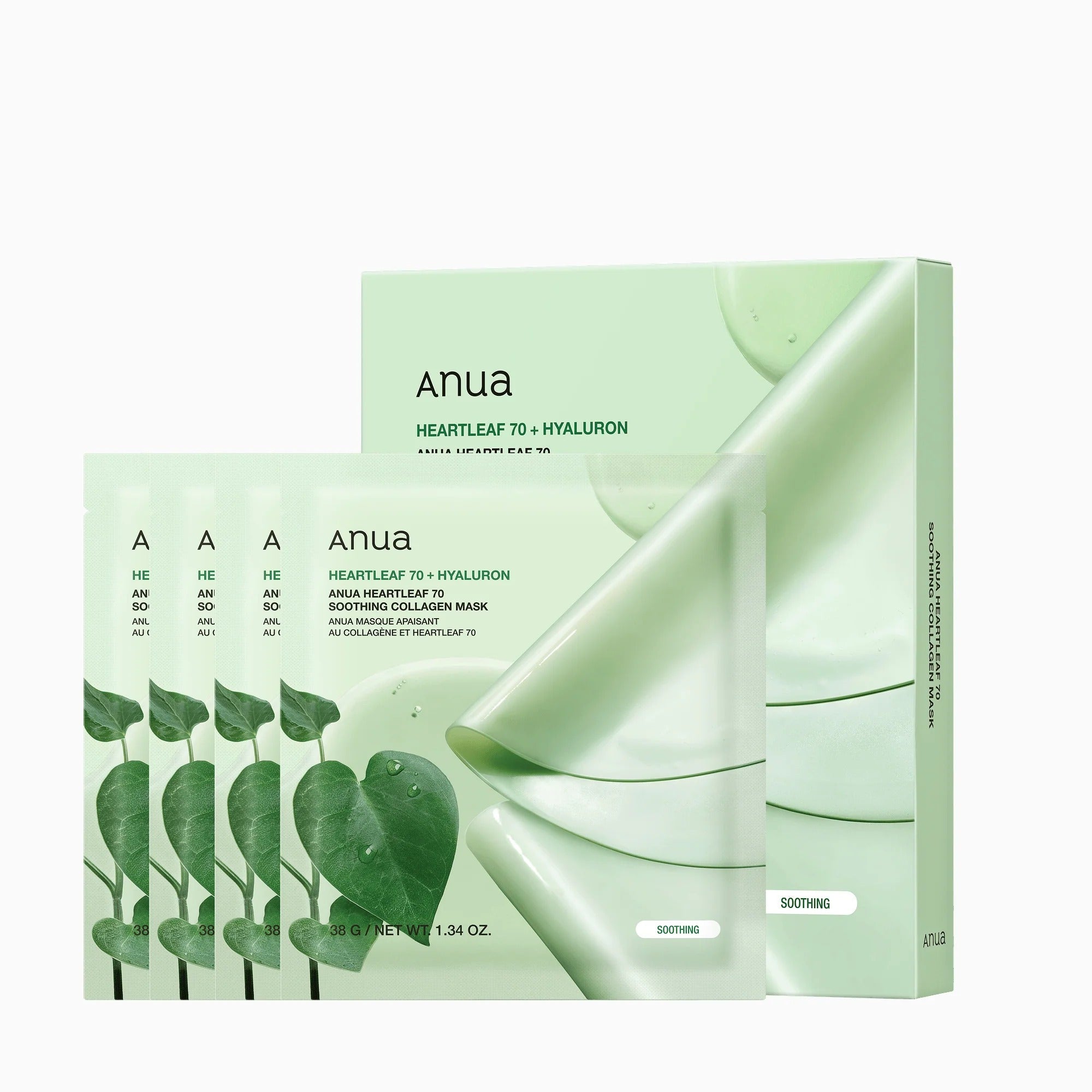 Anua Heartleaf 70+ Hyaluron Soothing Collagen Mask (38g x 4 Packs)