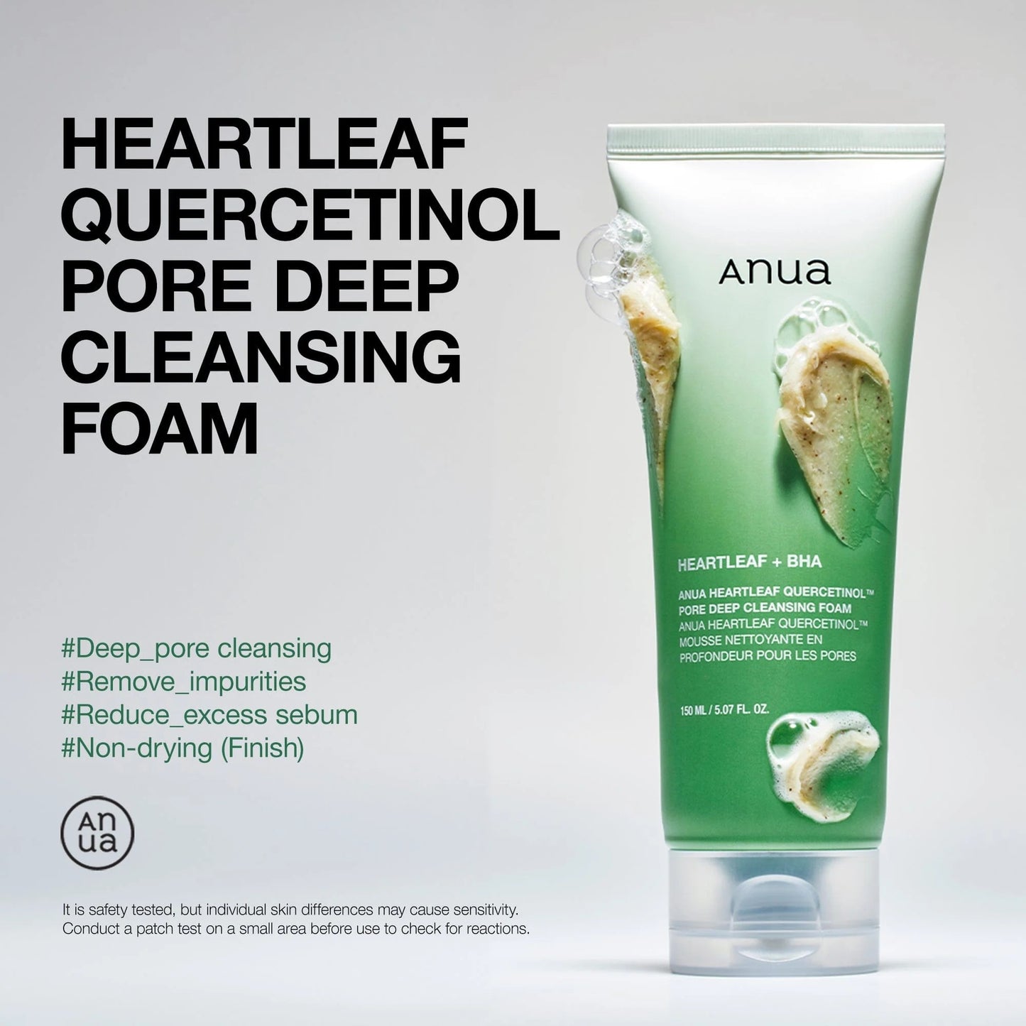 Anua Heartleaf Quercetinol Facial Deep Pore Cleansing Foam For Oily & Combination Skin 150 mL