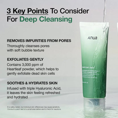 Anua Heartleaf Quercetinol Facial Deep Pore Cleansing Foam For Oily & Combination Skin 150 mL