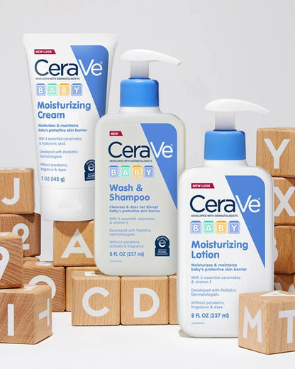CeraVe Baby Lotion, Gentle Baby Skin Care with Ceramides, Niacinamide & Vitamin E, Fragrance, Paraben, Dye & Phthalates Free, Lightweight Moisturizer